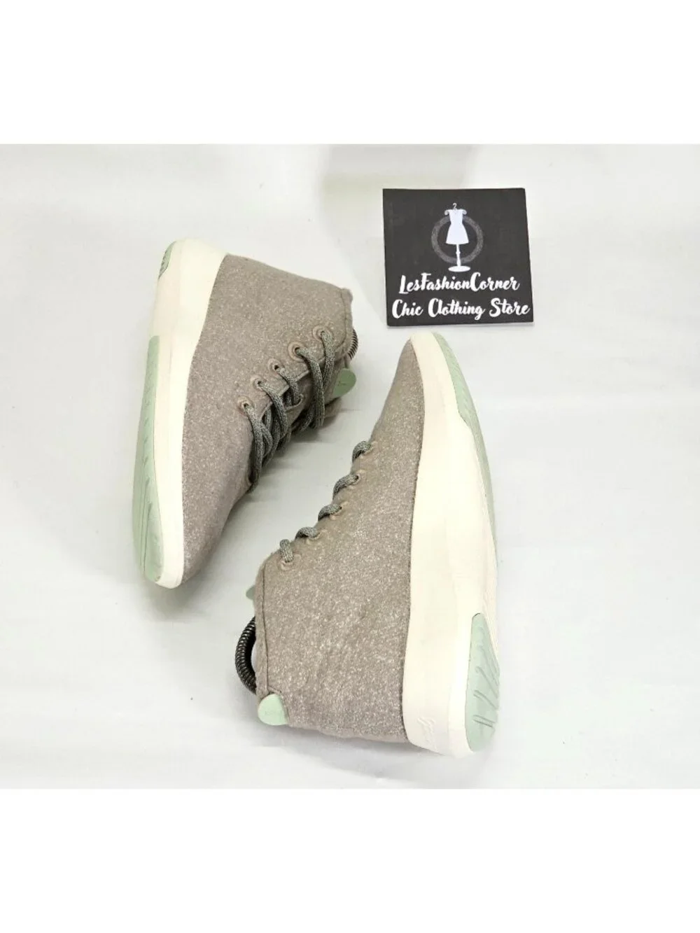 Allbirds Women's Light Gray Lime Heathered Matterhorn Wool Piper Mids Sz 9 1557 - Picture 11 of 15